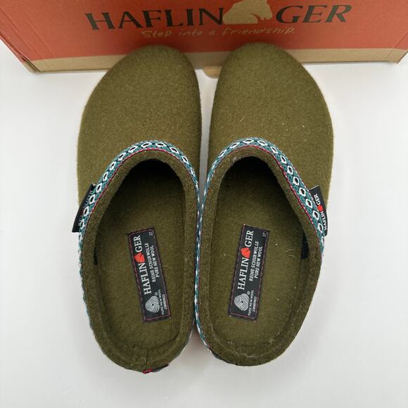 HAFLINGER Women's 37 Olive Green Wool Clog Made in Bosnia - Picture 3 of 7